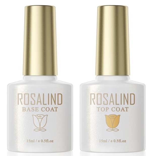 ROSALIND Bas- & Topplack Gellack Set 2x15ml – Långvarig Högblank Finish